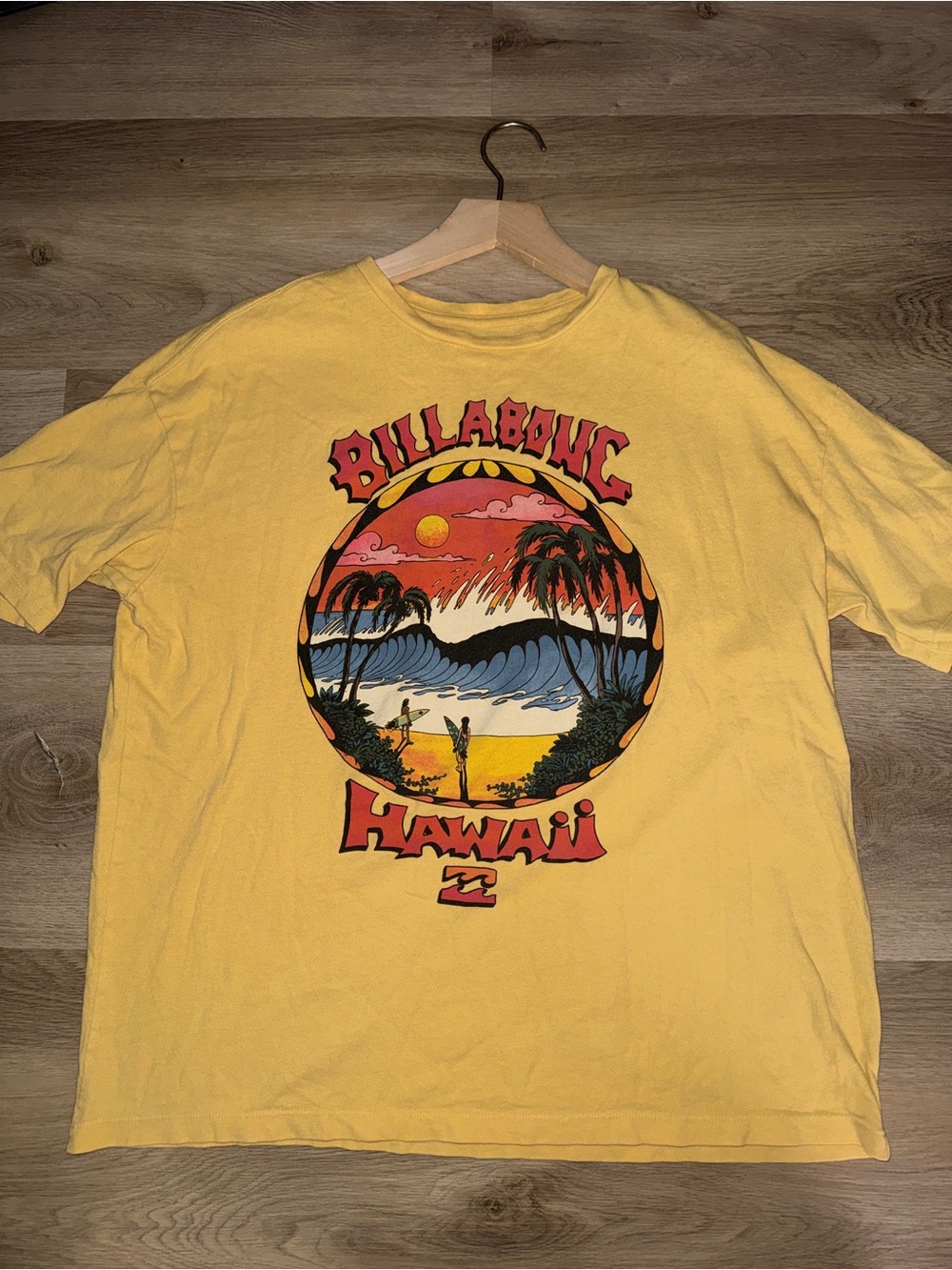 Billabong Yellow Hawaii Sunset Graphic Tee